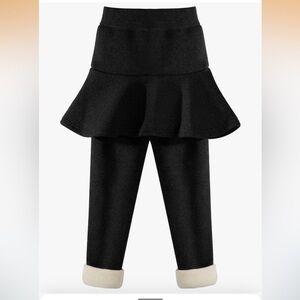 Girls warm fleece lined leggings with skirt attached
